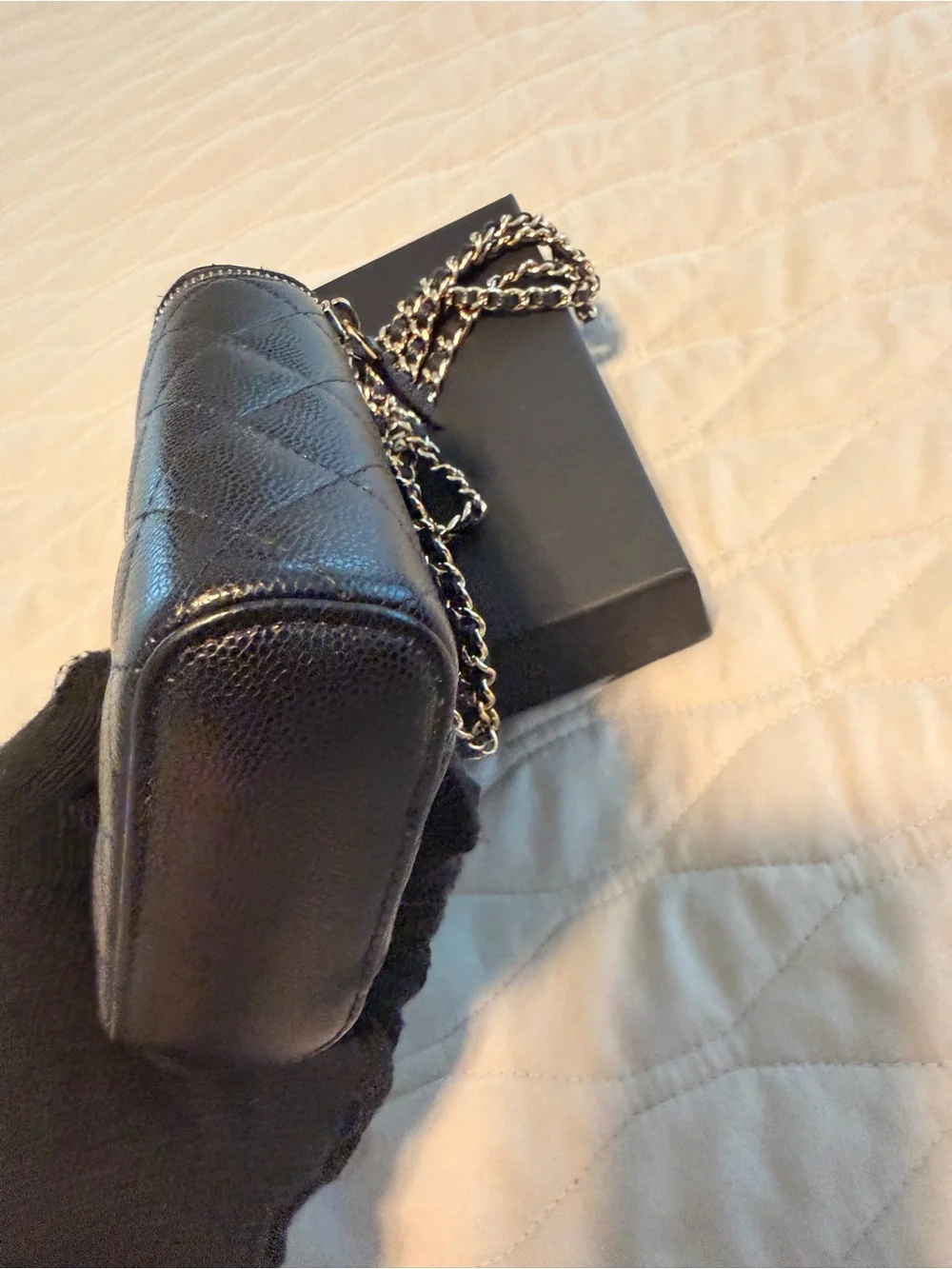 CHANEL Vertical Vanity in Black Caviar Leather with Gold Hardware